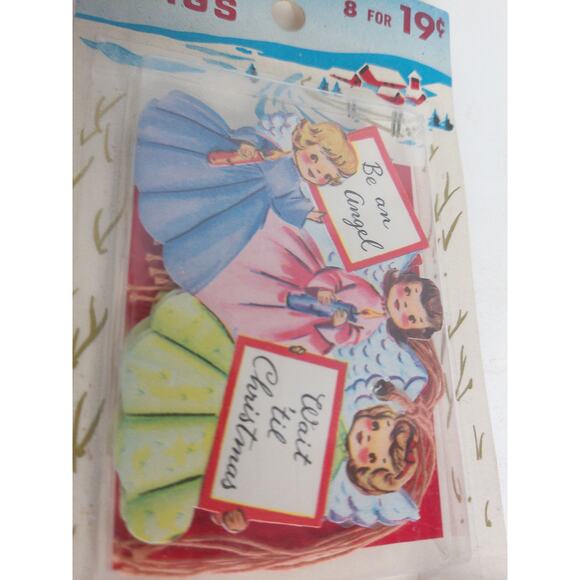 Vintage Carrington Die Cut Angel Christmas Tags Set of 8 New - Picture 2 of 5